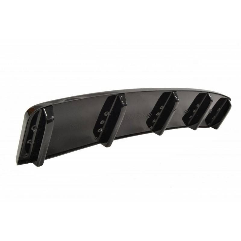 Maxton - CENTRAL ARRIÈRE SPLITTER AUDI A7 S-LINE (FACELIFT) (avec barres verticales) Noir Brillant