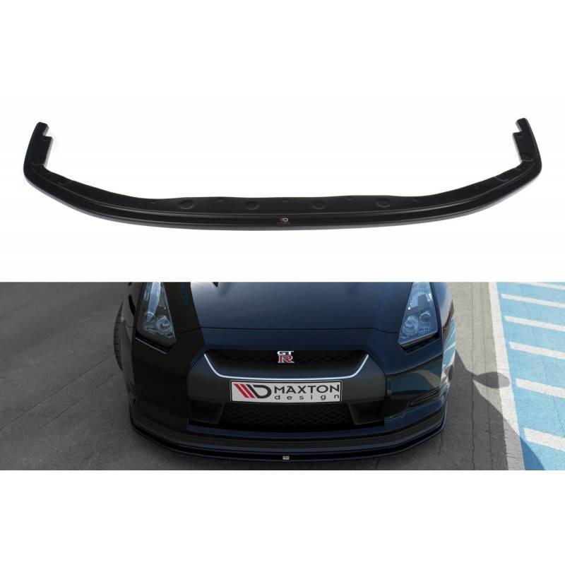 Maxton - LAME DU PARE-CHOCS AVANT / SPLITTER V.2 NISSAN GT-R AVANT FACELIFT COUPE (R35-SERIES) Noir Brillant