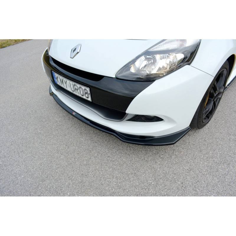 Maxton - LAME DU PARE-CHOCS AVANT / SPLITTER V.1 RENAULT CLIO MK3 RS FACELIFT Noir Brillant