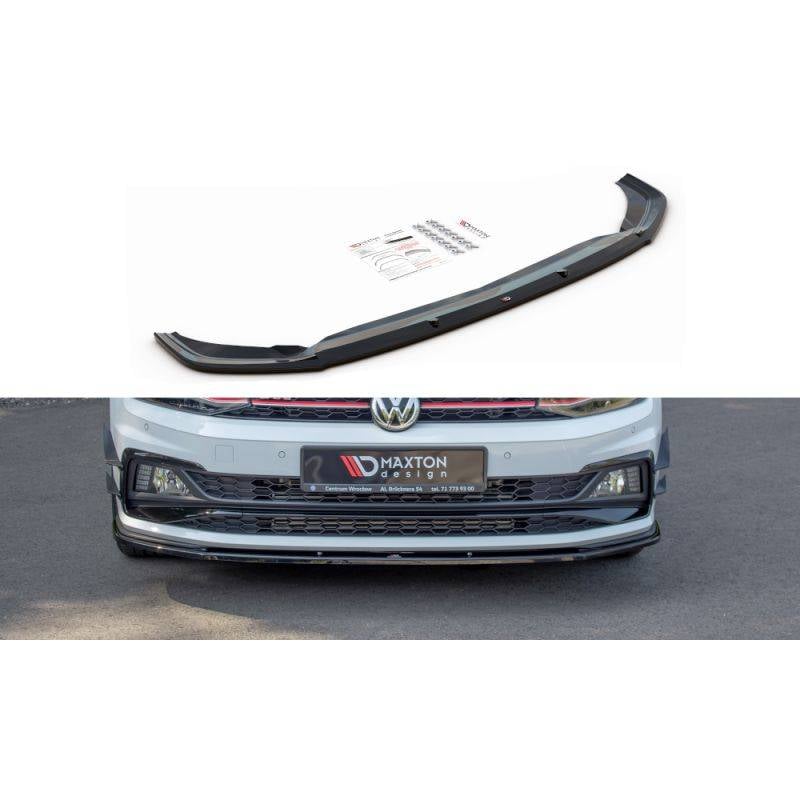 Maxton - LAME DU PARE-CHOCS AVANT / SPLITTER V.1 VW POLO MK6 GTI Noir Brillant