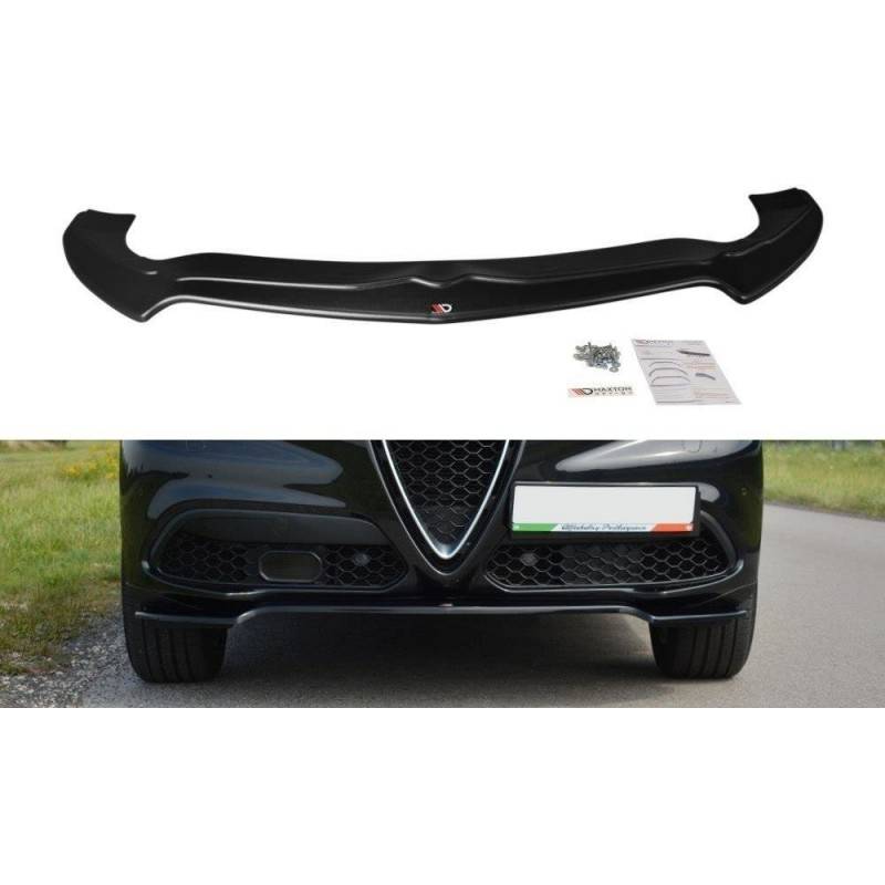 Maxton - LAME DU PARE-CHOCS AVANT V.1 Alfa Romeo Stelvio Noir Brillant