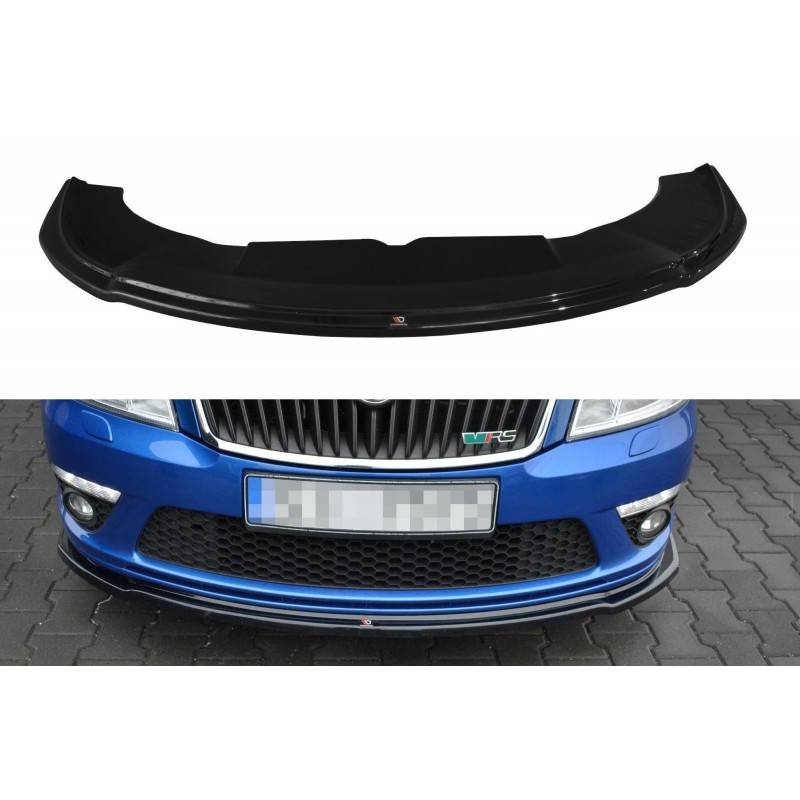 Maxton - Lame Du Pare-Chocs Avant V.2 Skoda Octavia RS Mk2 FL Noir Brillant
