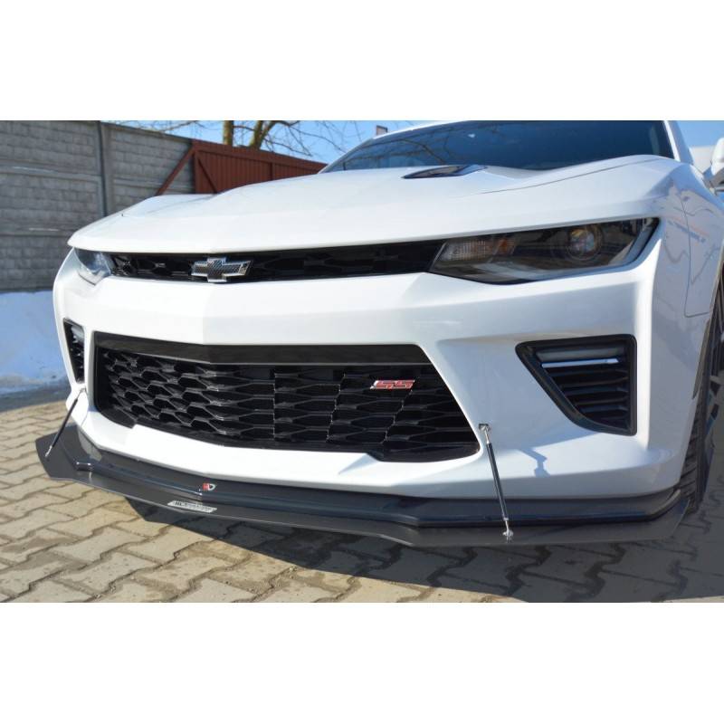 Maxton - HYBRID LAME DU PARE-CHOCS AVANT CHEVROLET CAMARO 6TH-GEN. PHASE-I 2SS COUPE ABS+Noir Brillant