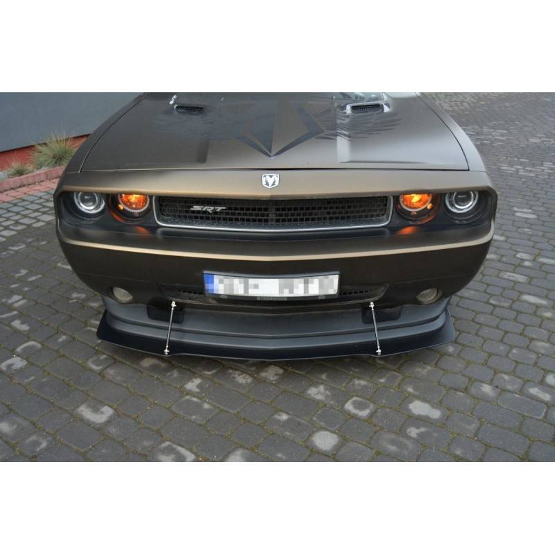 Maxton - HYBRID LAME DU PARE-CHOCS AVANT V.1 DODGE CHALLENGER MK3. PHASE-I SRT8 COUPE ABS+Noir Brillant