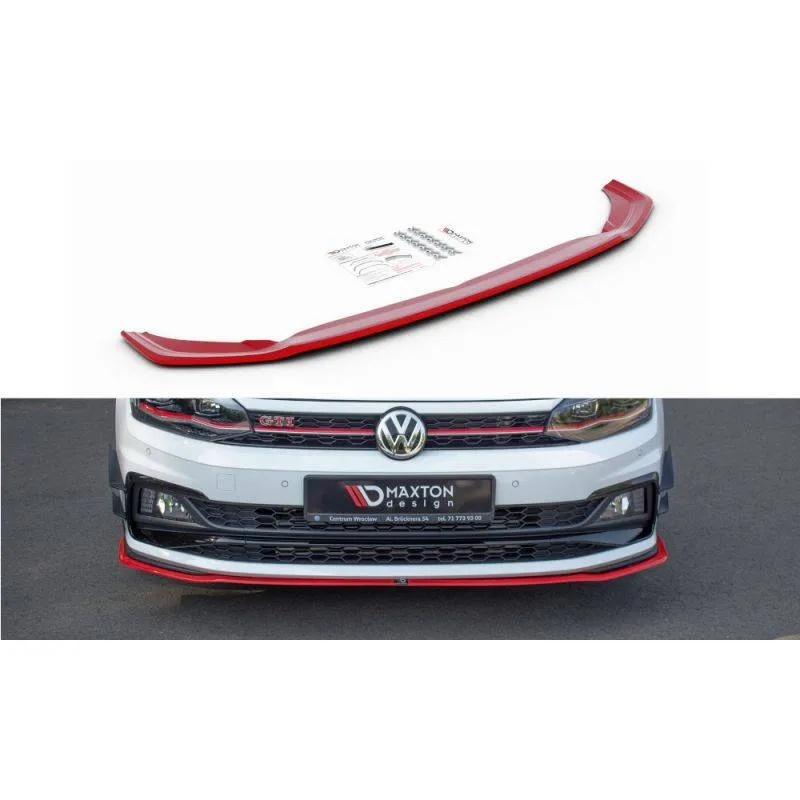 Maxton LAME DU PARE-CHOCS AVANT SPLITTER VW POLO MK6 GTI Rouge