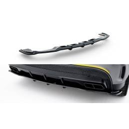 Maxton - CENTRAL Arriere Splitter (avec une barre verticale) V.1 Mercedes-Benz GLA 45 AMG Noir Brillant