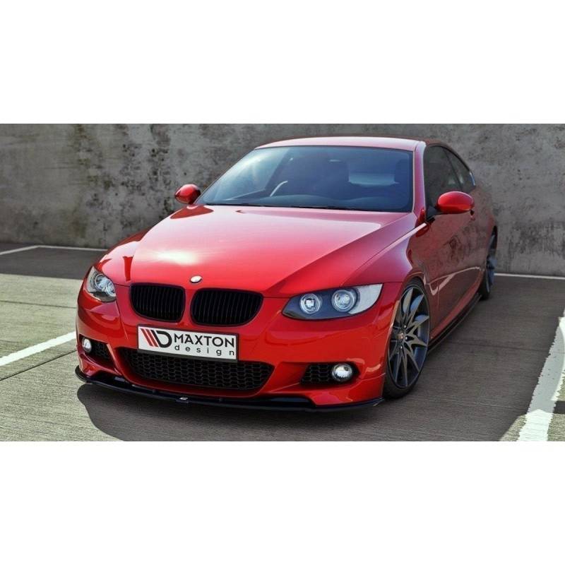 Maxton - LAME DU PARE-CHOCS AVANT BMW 3 E92 MPACK (AVANT FACELIFT se monte sur diviseurs M Performance) Noir Brillant