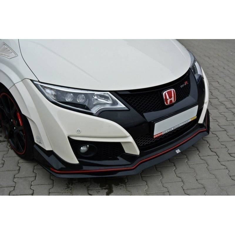 Maxton - LAME DU PARE-CHOCS AVANT v.2 HONDA CIVIC IX TYPE R Noir Brillant