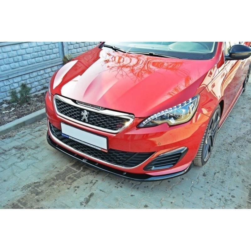 Maxton - LAME DU PARE-CHOCS AVANT v.2 PEUGEOT 308 II GTI Noir Brillant