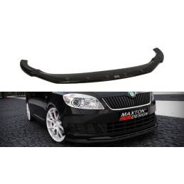 Maxton - Lame Du Pare-Chocs Avant Skoda Fabia Mk2 FL Noir Brillant
