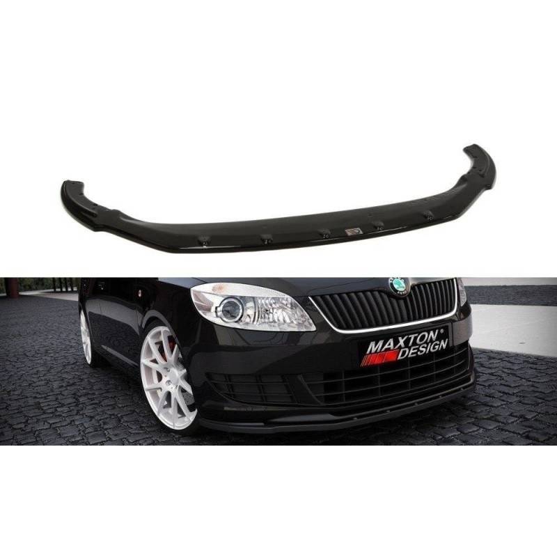 Maxton - Lame Du Pare-Chocs Avant Skoda Fabia Mk2 FL Noir Brillant