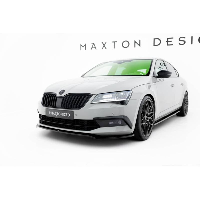 Maxton - Lame Du Pare-Chocs Avant V.2 Skoda Superb Liftback / Combi Mk3 Noir Brillant