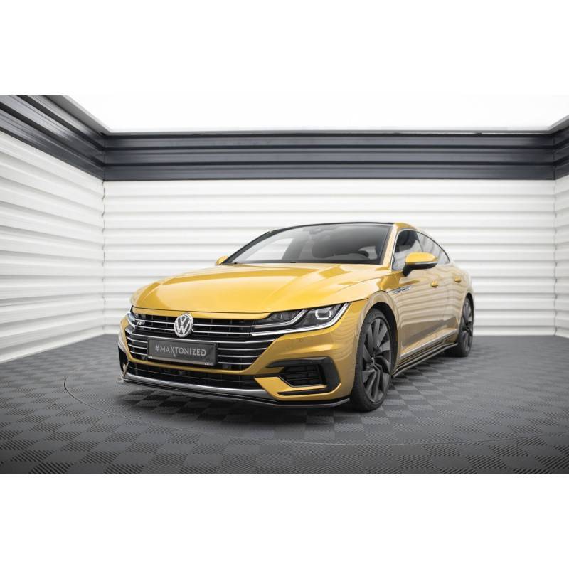 Maxton - LAME DU PARE-CHOCS AVANT v.1 Volkswagen Arteon R-Line Noir Brillant