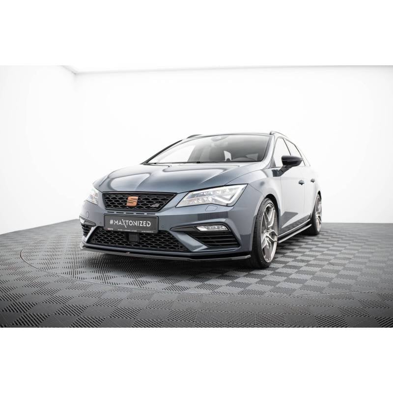 Maxton - Lame Du Pare-Chocs Avant V.2 Seat Leon Cupra / FR Mk3 FL Noir Brillant