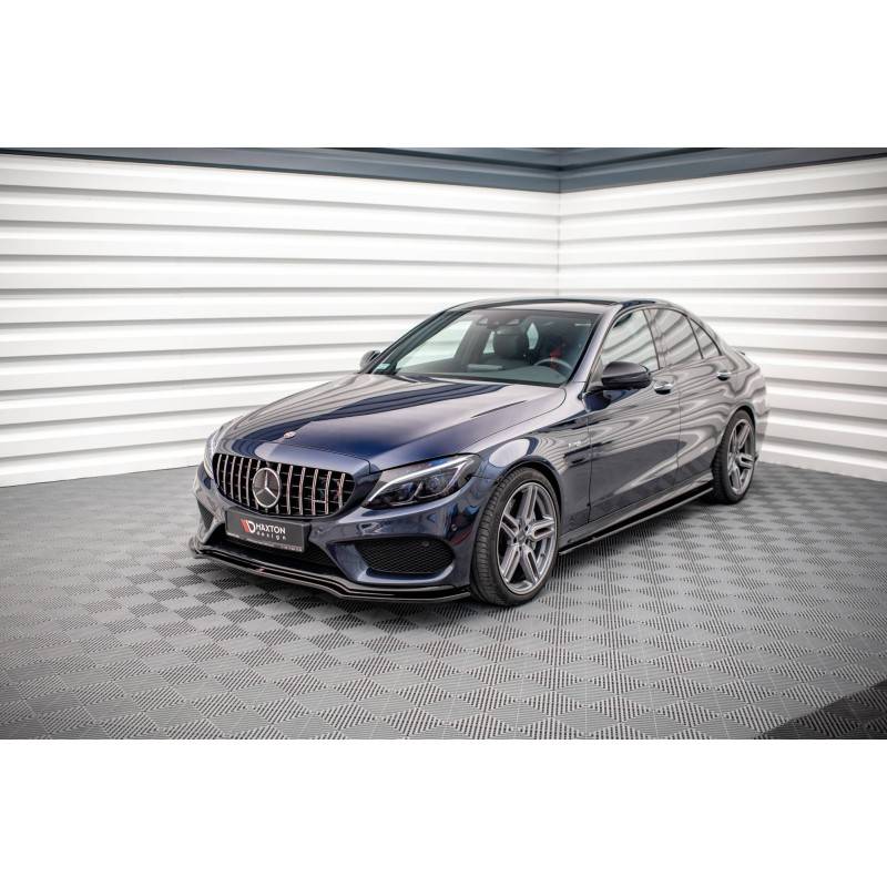 Maxton - LAME DU PARE-CHOCS AVANT / SPLITTER V.1 MERCEDES- BENZ C43 AMG W205 Noir Brillant