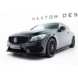 Maxton - LAME DU PARE-CHOCS AVANT / SPLITTER V.1 MERCEDES- BENZ C-CLASS W205 COUPE AMG-LINE Noir Brillant