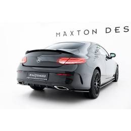Maxton - LAME DU PARE-CHOCS ARRIERE MERCEDES- BENZ C-CLASS W205 COUPE AMG-LINE Noir Brillant