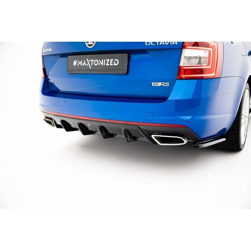 Maxton - Rajout Du Pare-Chocs Arriere V.1 Skoda Octavia RS Mk3 / Mk3 FL Hatchback / Estate Noir Brillant