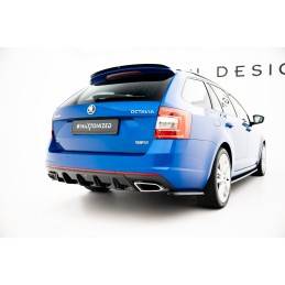 Maxton - Rajout Du Pare-Chocs Arriere V.1 Skoda Octavia RS Mk3 / Mk3 FL Hatchback / Estate Noir Brillant